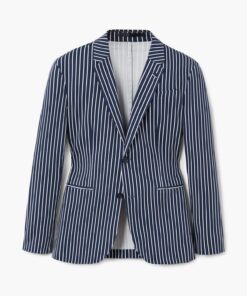 Slim-fit striped cotton blazer